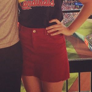 Forever 21 red jean skirt